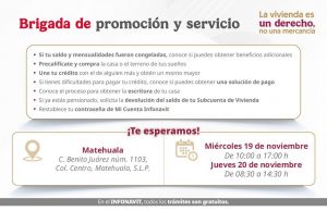INFONAVIT REALIZARÁ BRIGADA DE PROMOCIÓN Y SERVICIO EN MATEHUALA